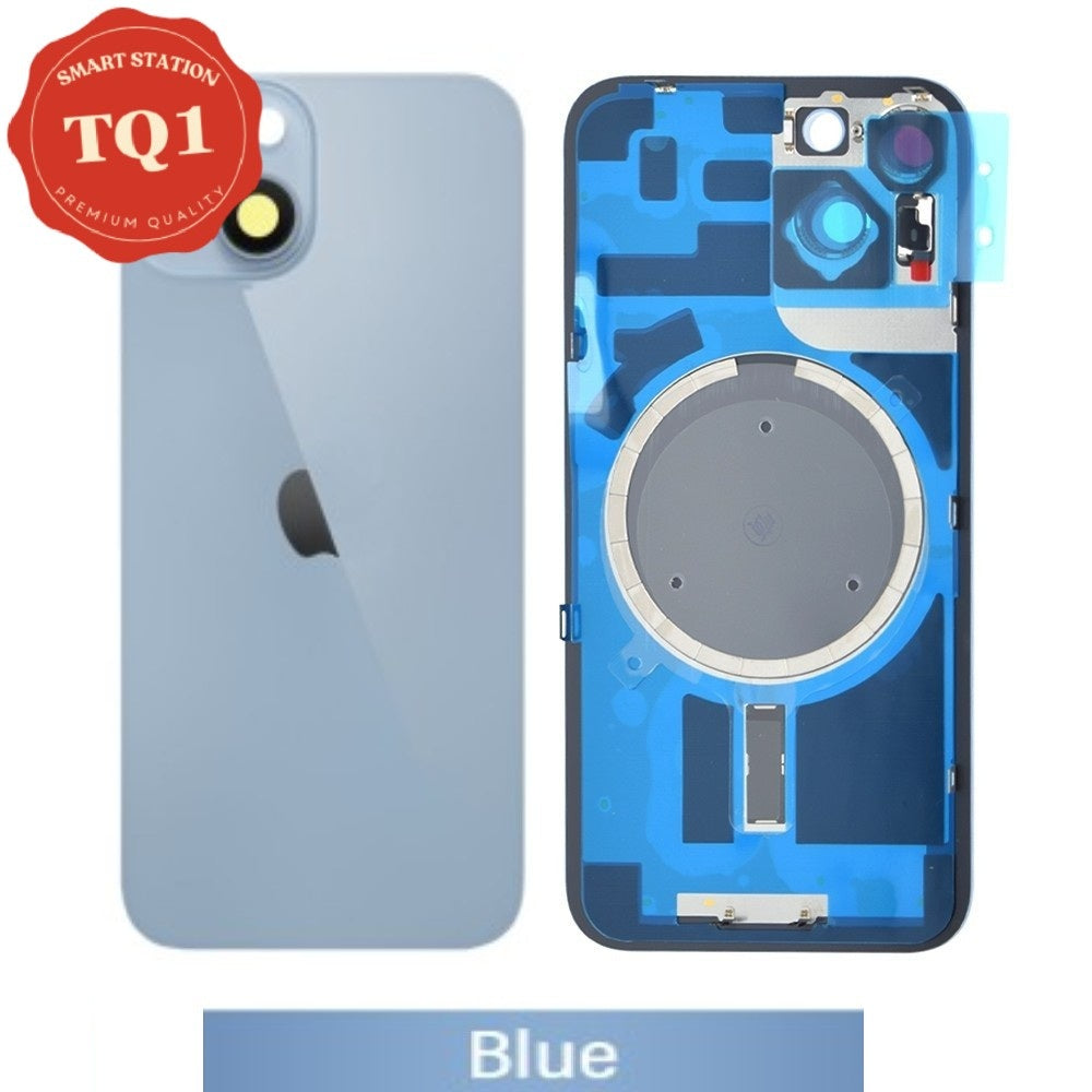 Rear Cover Glass for iPhone 14 (with Camera Lens Glass and Wireless Charging Magnet)-Blue