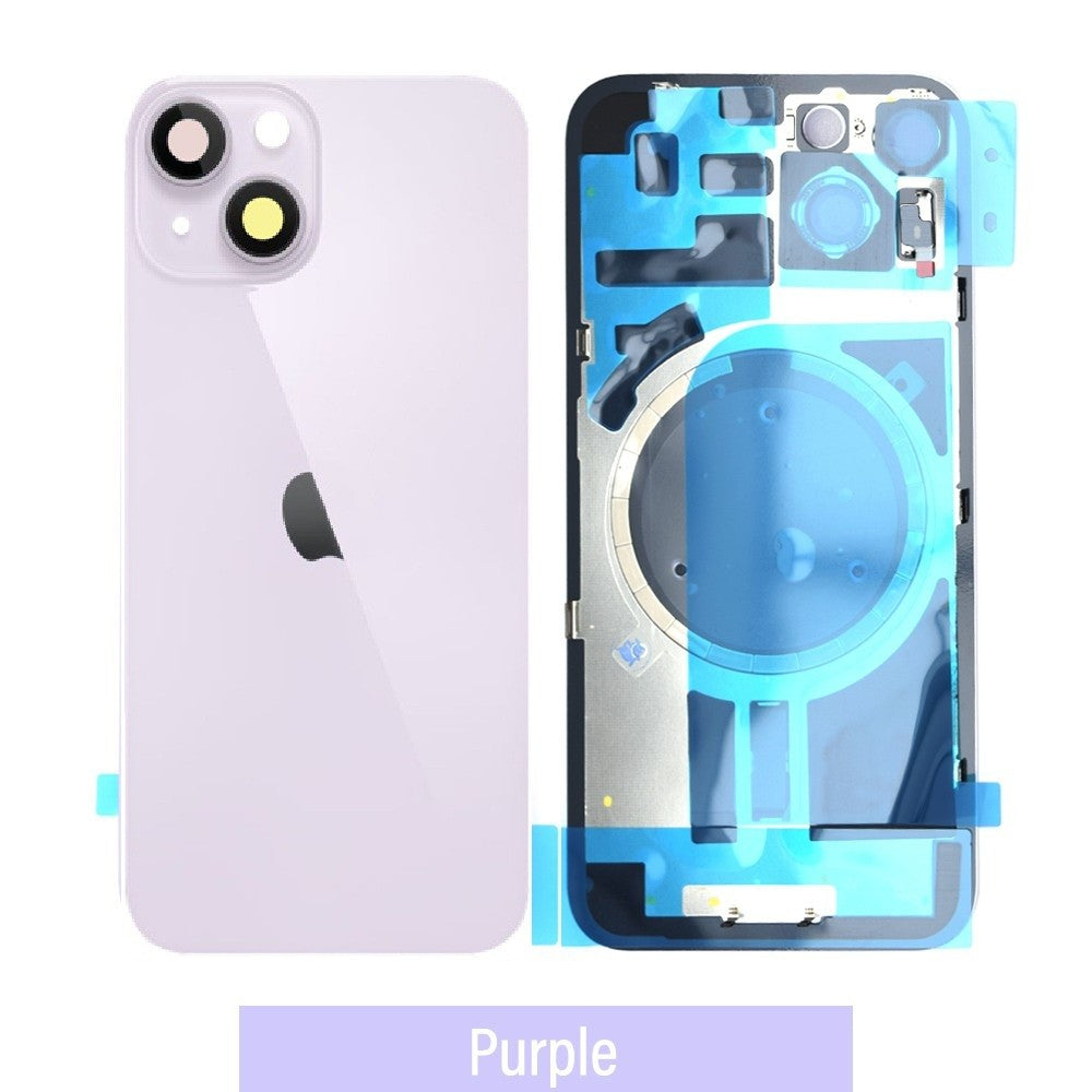 Rear Cover Glass for iPhone 14 (with Camera Lens Glass and Wireless Charging Magnet) -Purple