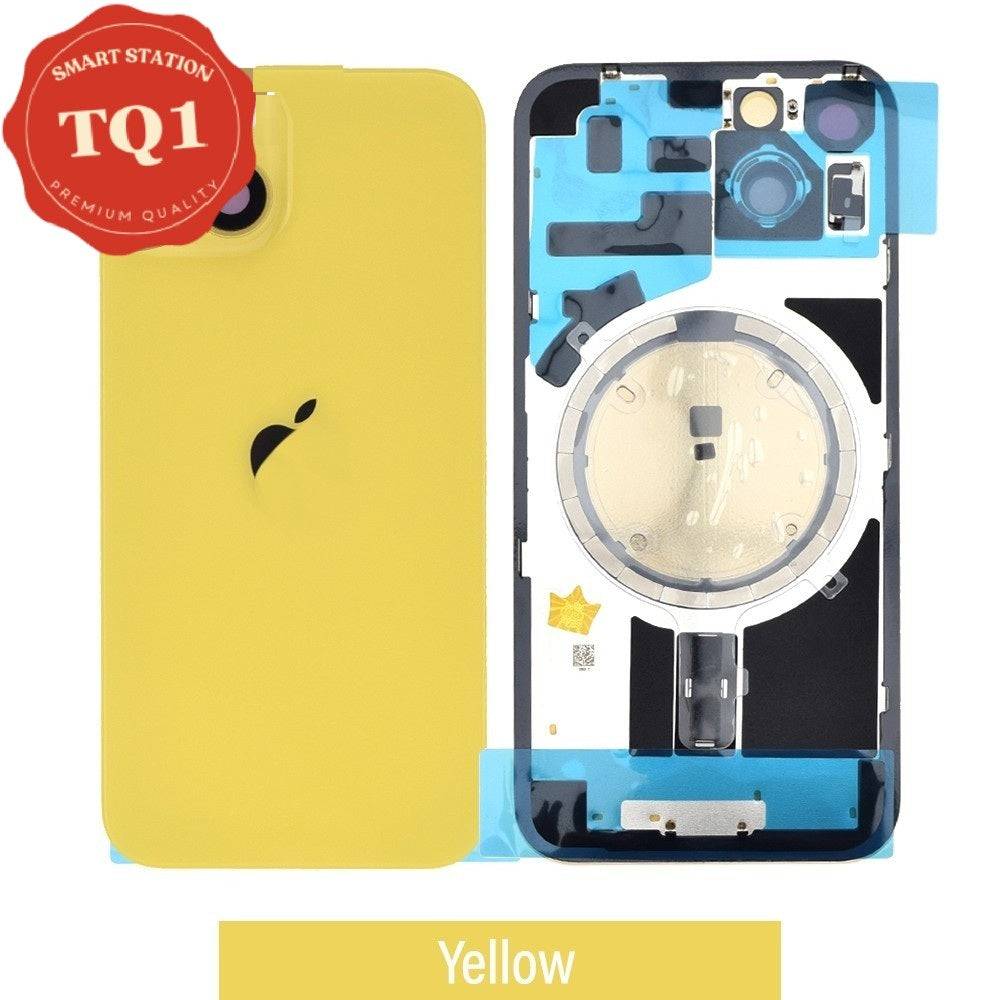 Rear Cover Glass for iPhone 14 (with Camera Lens Glass and Wireless Charging Magnet) -Yellow