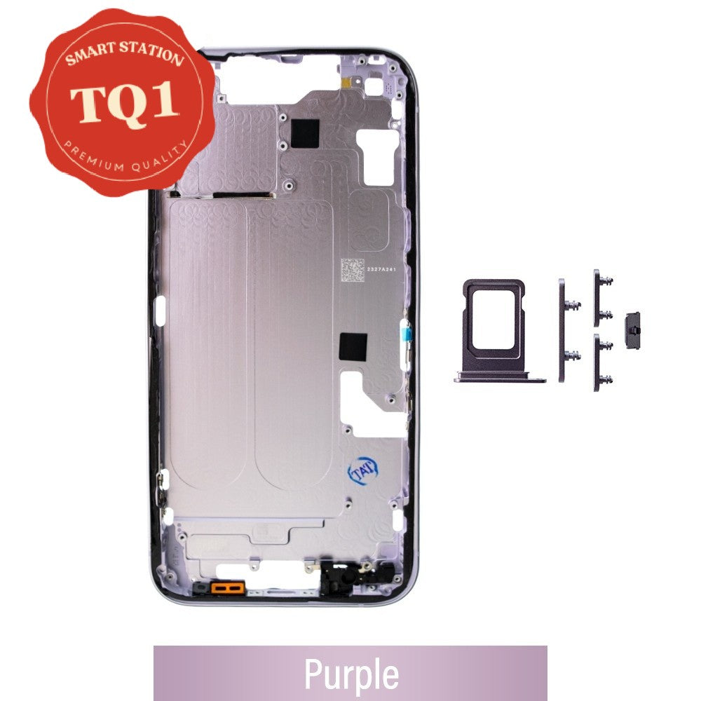 Mid Frame Cover Replacement Assembly for iPhone 14-Purple (With SIM Tray Version)