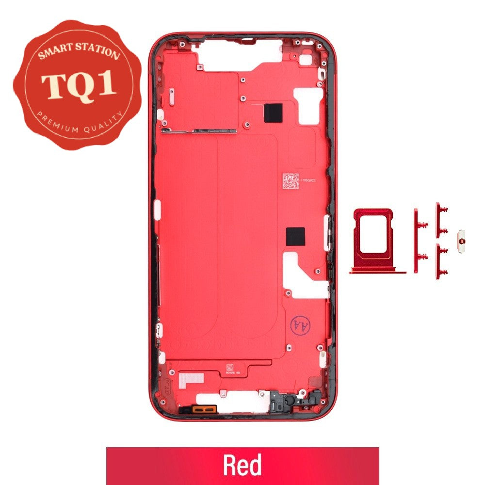 Mid Frame Cover Replacement Assembly for iPhone 14-Red (With SIM Tray Version)