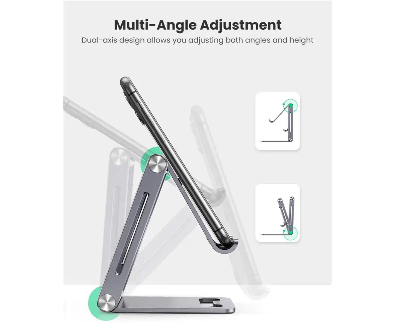 UGREEN Aluminum Adjustable Mobile Phone Tablet Universal Holder Stand for 4-8" inch