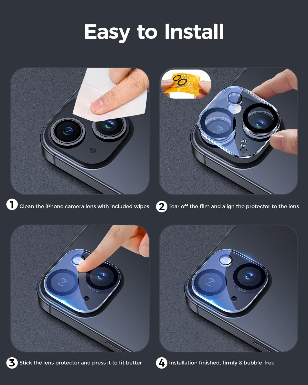 Camera Lens Protector For iPhone 15 / 15 Plus Back Lens Shield (Tempered Glass)