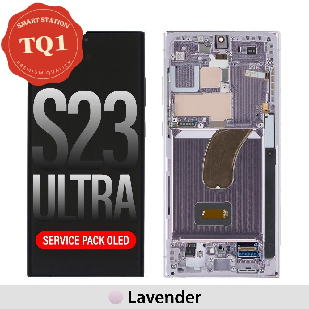 Samsung Galaxy S23 Ultra replacement screen with frame, Lavender