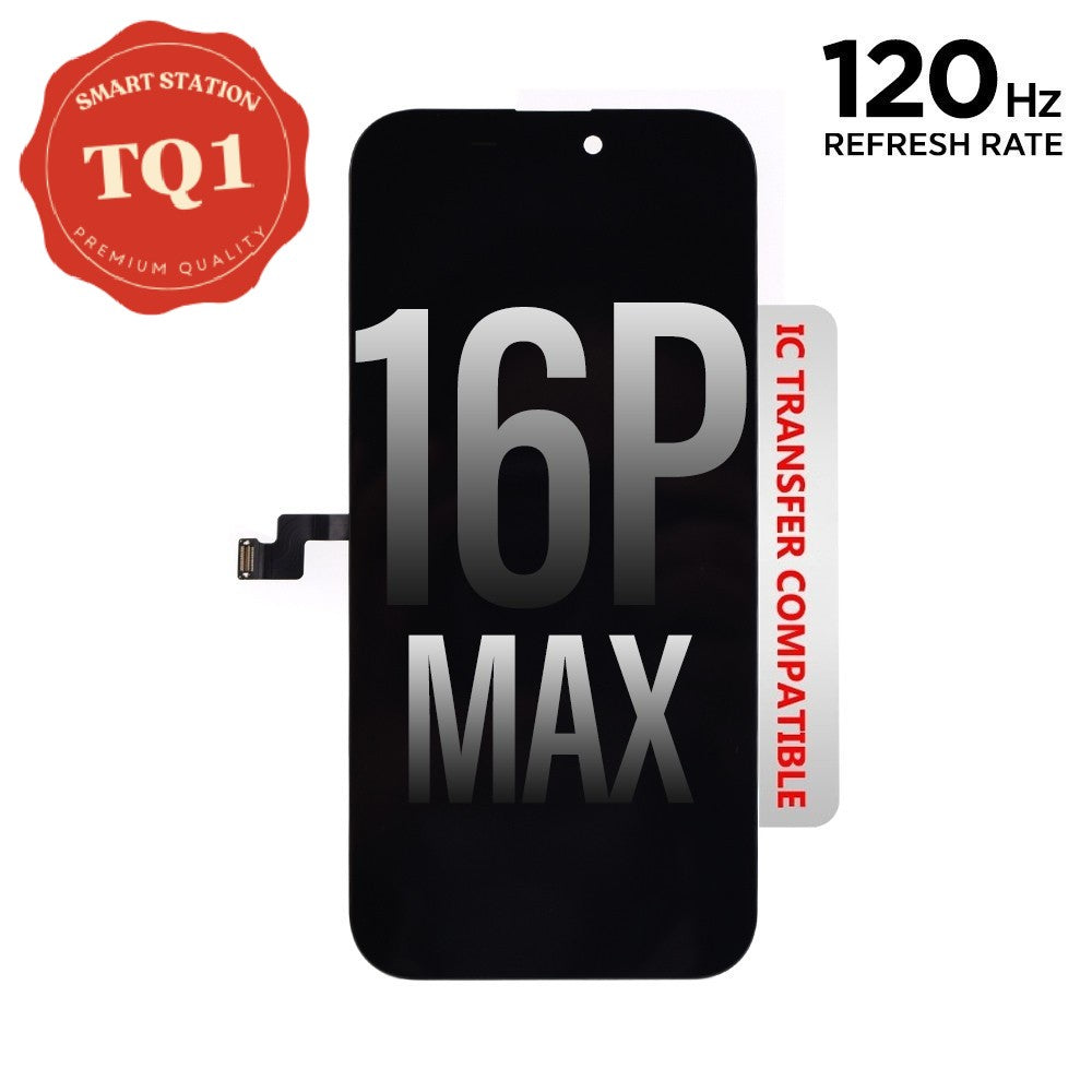 iPhone 16 Pro Max soft OLED replacement screen, TQ1 grade, 120Hz