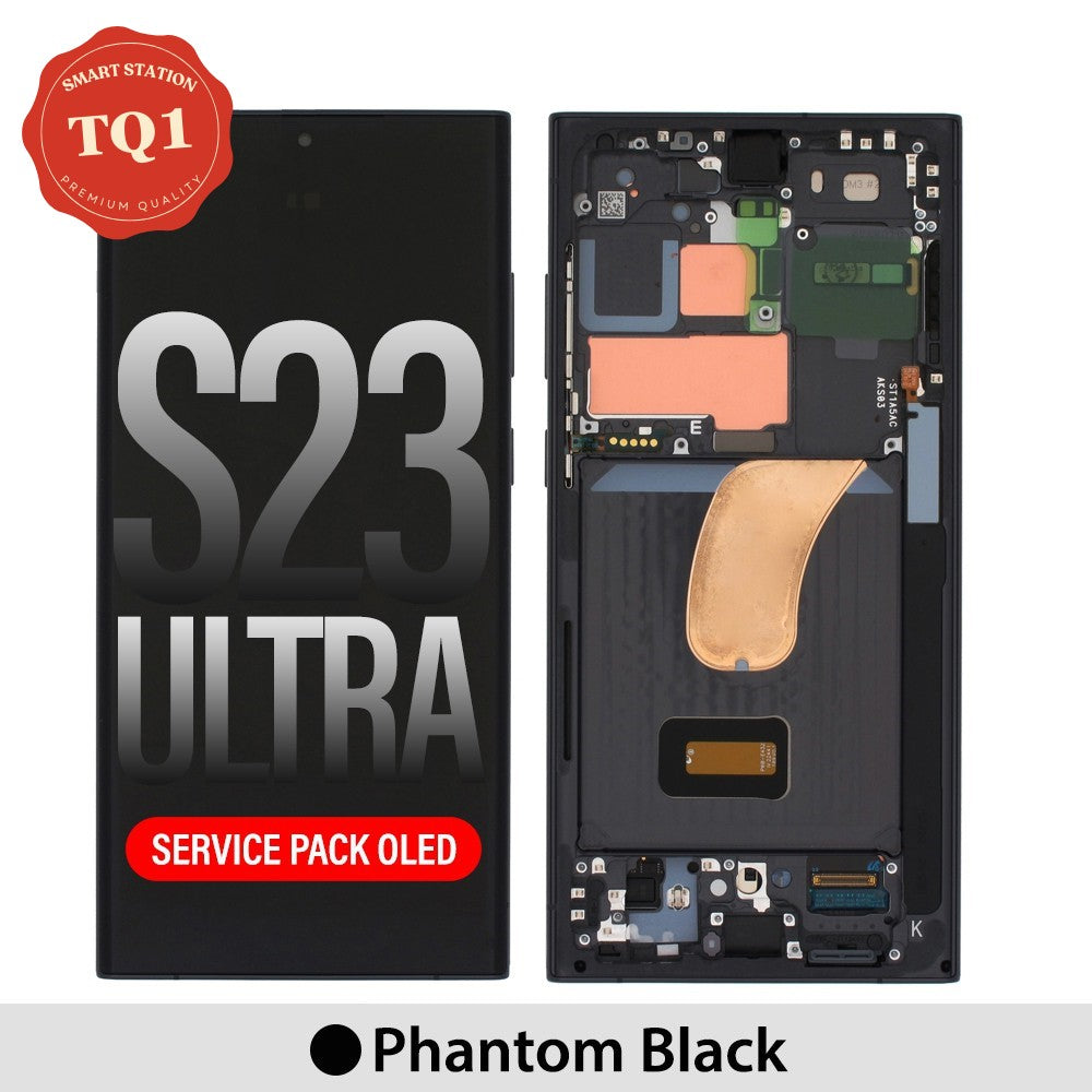 Samsung Galaxy S23 Ultra replacement screen with frame, Phantom Black