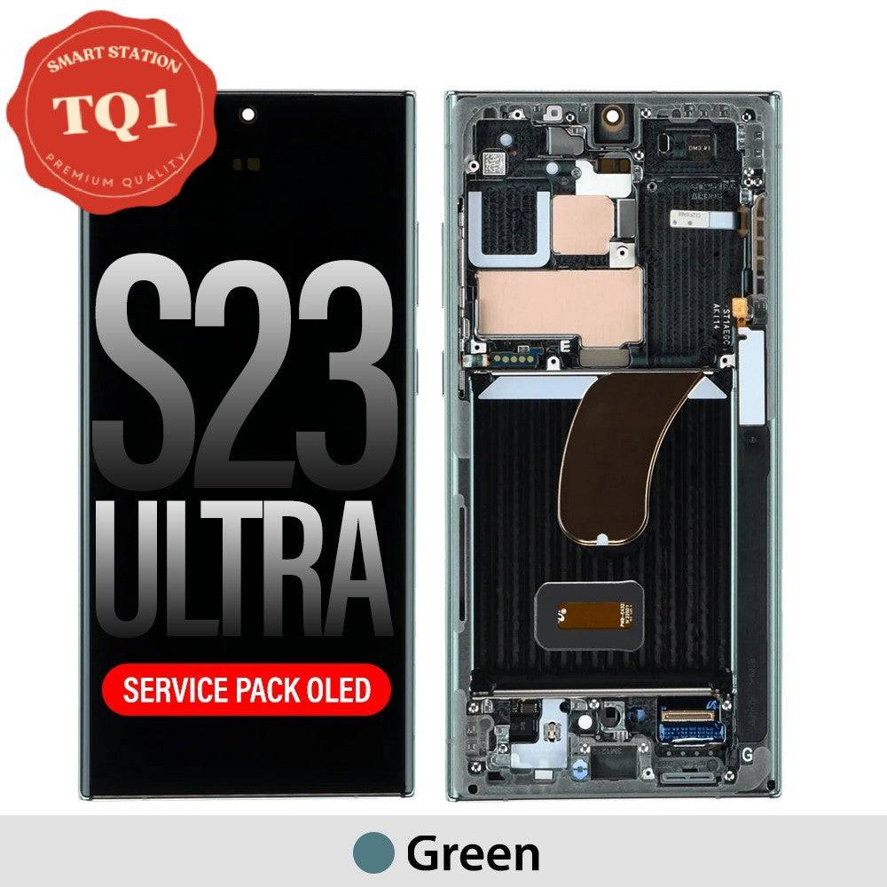 Samsung Galaxy S23 Ultra replacement screen with frame, Green
