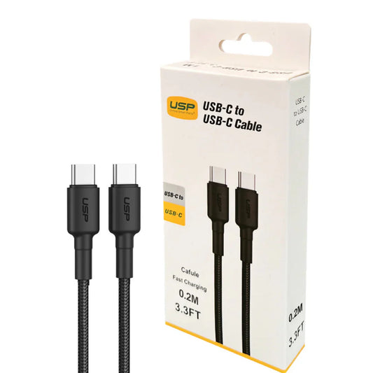 USP 0.2M USB-C to USB-C Cable Charge & Connect Black