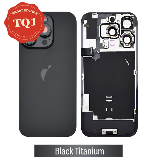[TQ1] Premium iPhone 16 Pro Back Glass Replacement w Wireless Charging and Flash Flex Cable- Black
