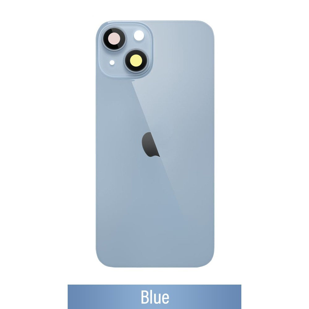 Rear Cover Glass for iPhone 14 Plus-Blue (with Camera Lens Glass and Wireless Charging Magnet)