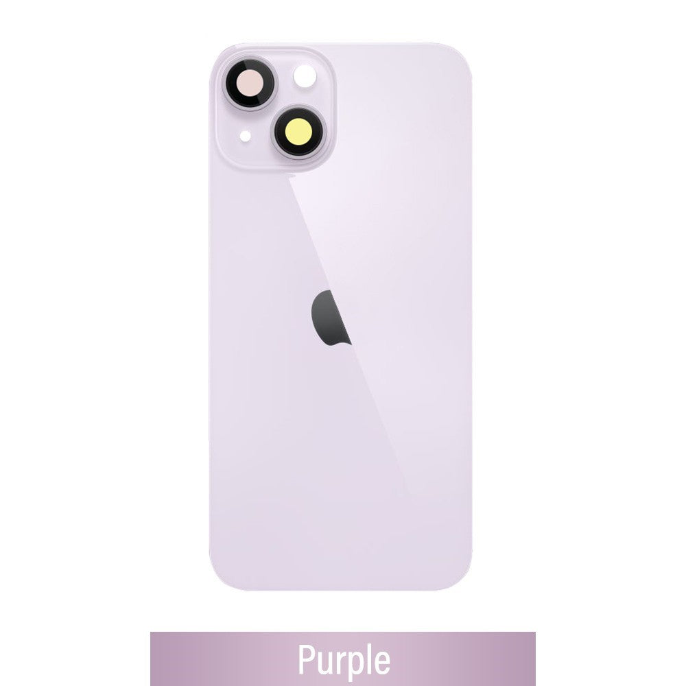 Rear Cover Glass for iPhone 14 Plus-Purple (with Camera Lens Glass and Wireless Charging Magnet)