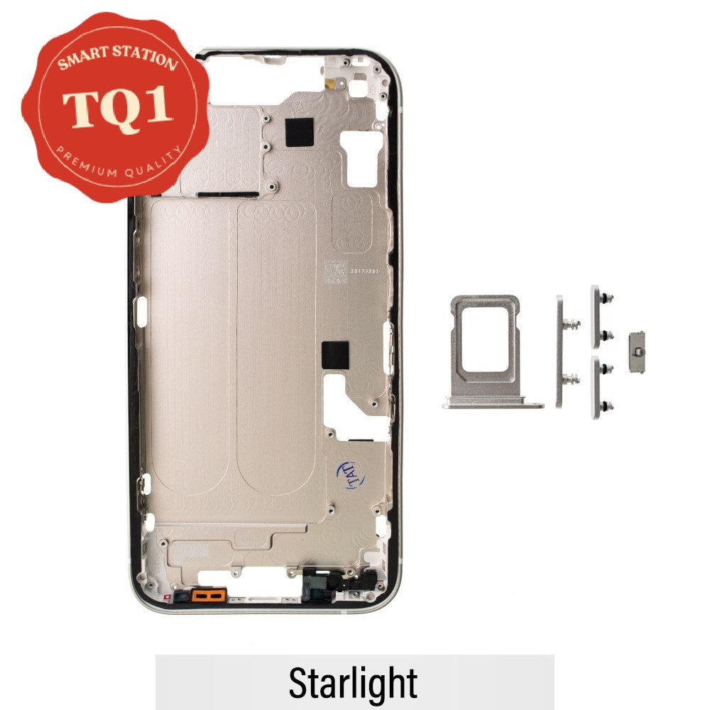Mid Frame Cover Replacement Assembly for iPhone 14-Starlight (With SIM Tray Version)