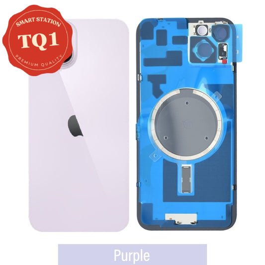 Rear Cover Glass for iPhone 14 Plus-Purple (with Camera Lens Glass and Wireless Charging Magnet)