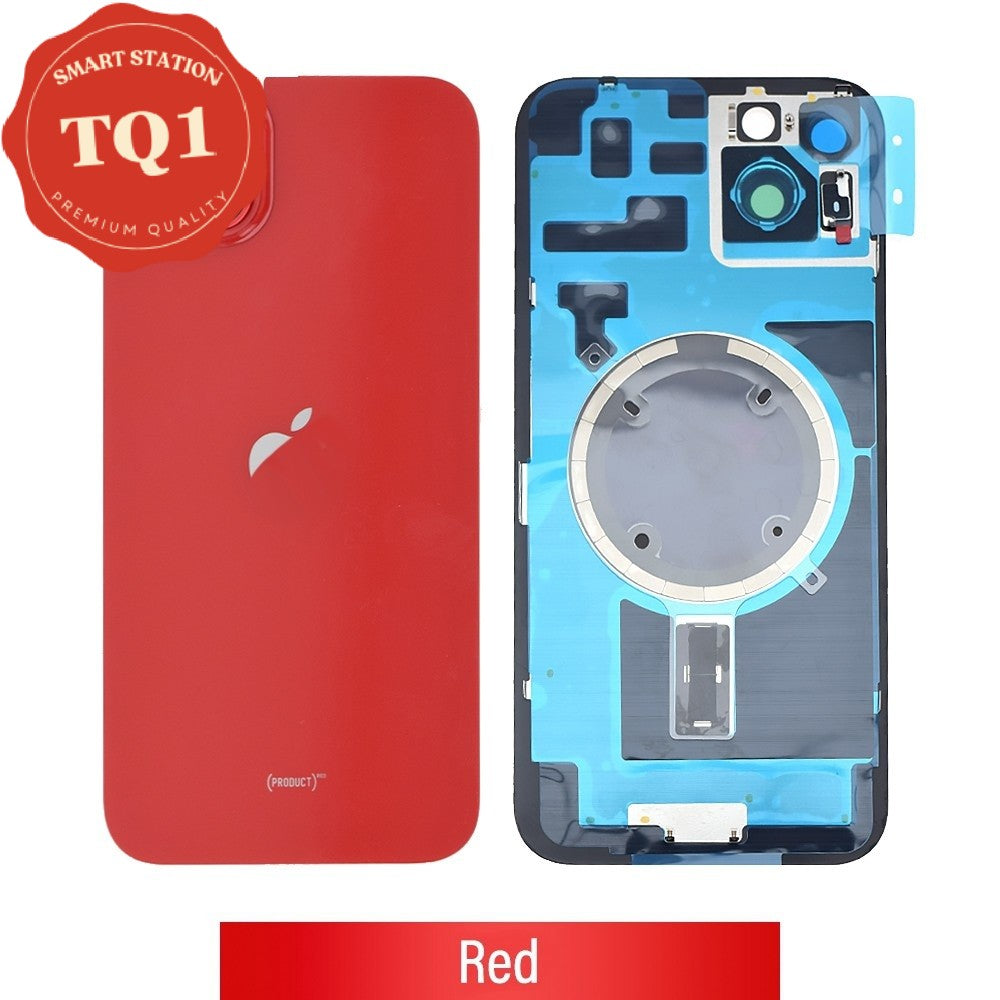 Rear Cover Glass for iPhone 14 Plus-Red (with Camera Lens Glass and Wireless Charging Magnet)