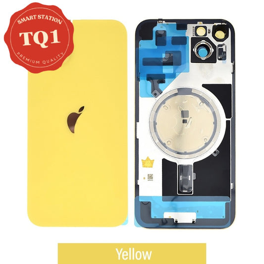 Rear Cover Glass for iPhone 14 Plus-Yellow (with Camera Lens Glass and Wireless Charging Magnet)