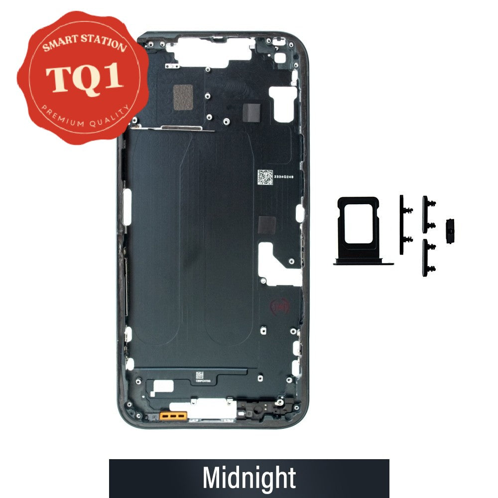 [TQ1] Mid Frame Cover Replacement Assembly for iPhone 14 Plus-Black (With SIM Tray Version)
