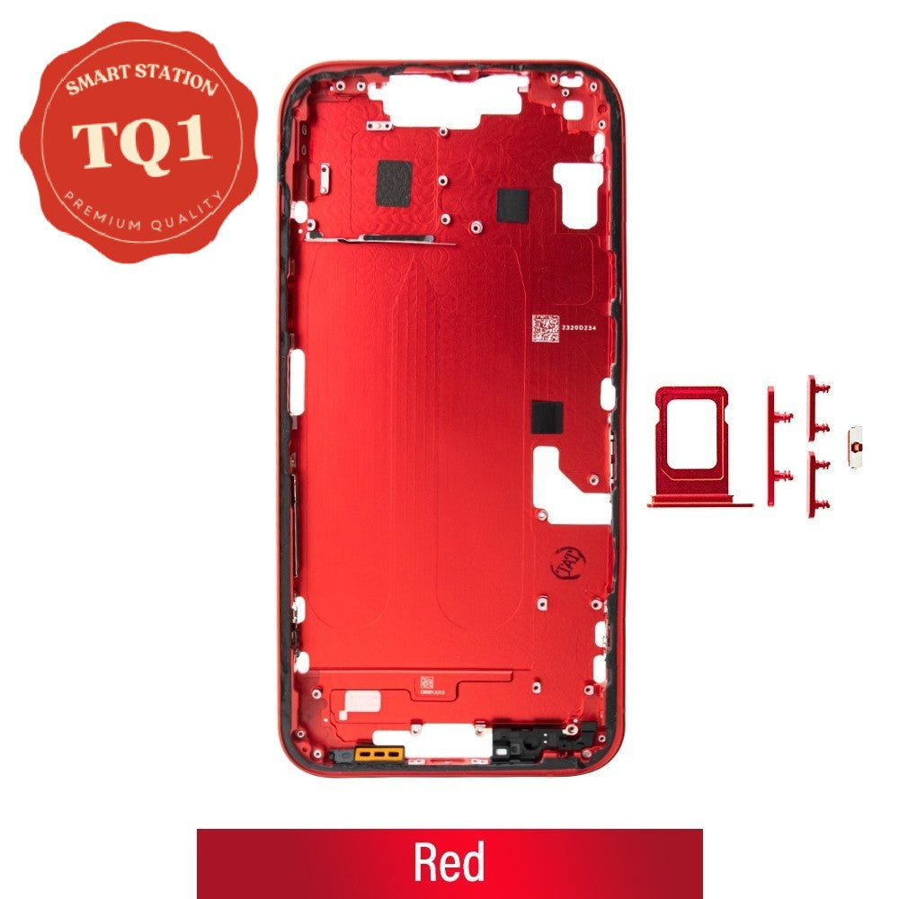 [TQ1] Mid Frame Cover Replacement Assembly for iPhone 14 Plus-Red (With SIM Tray Version)