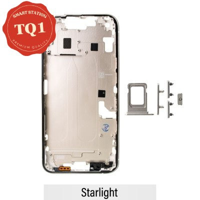 [TQ1] Mid Frame Cover Replacement Assembly for iPhone 14 Plus- Starlight (With SIM Tray Version)