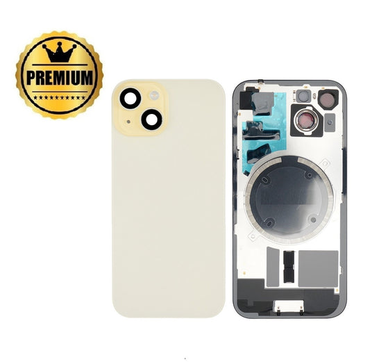 [TQ1] iPhone 15 Back Rear Cover w Rear Camera Lens& MagSafe Magnet (Glass with Metal Panel) -Yellow