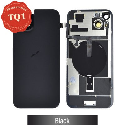 [TQ1] Rear Cover Glass with Camera Lens Glass and Wireless NFC Charging with Flash Flex Cable for iPhone 15 Plus-Black