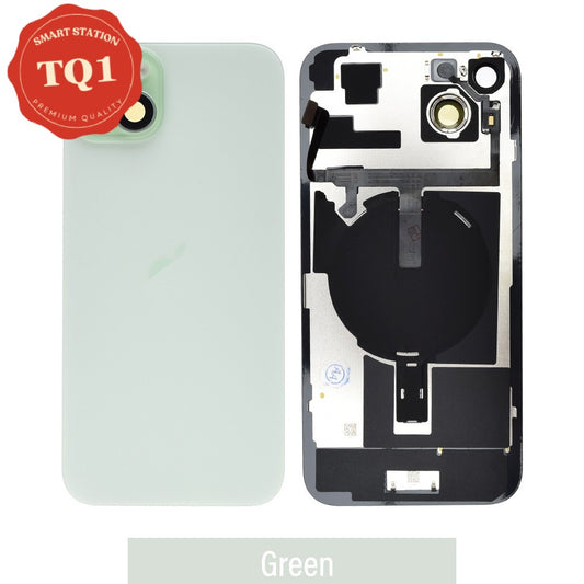 [TQ1] Rear Cover Glass with Camera Lens Glass and Wireless NFC Charging with Flash Flex Cable for iPhone 15 Plus-Green
