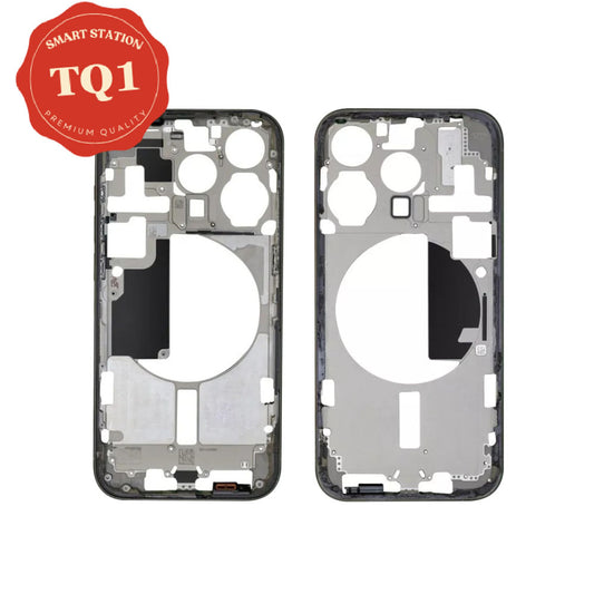 [TQ1] Chassis Mid Frame Cover Replacement Assembly for iPhone 15 Pro-Black (With SIM Tray Version)