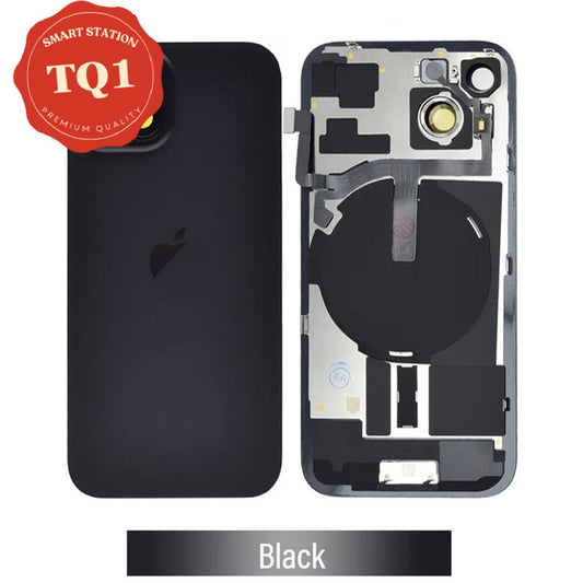 [TQ1] Premium iPhone 15 Back Glass Replacement w Wireless Charging and Flash Flex Cable-Black