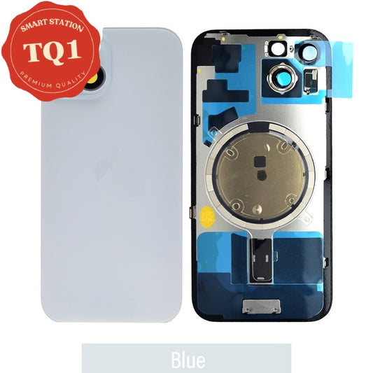 [TQ1] iPhone 15 Back Rear Cover w Rear Camera Lens& MagSafe Magnet (Glass with Metal Panel) -Blue