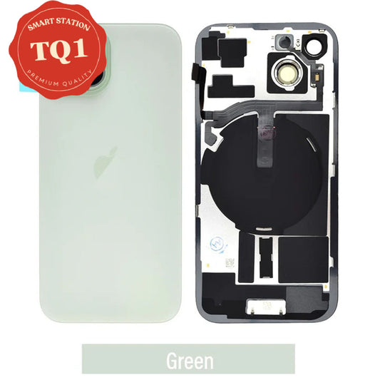 [TQ1] Premium iPhone 15 Back Glass Replacement w Wireless Charging and Flash Flex Cable-Green