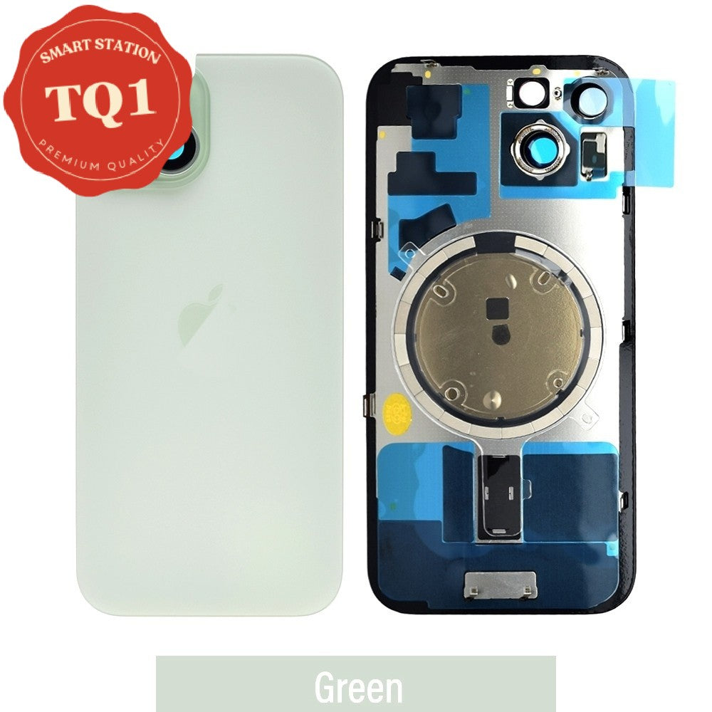 [TQ1] iPhone 15 Back Rear Cover w Rear Camera Lens& MagSafe Magnet (Glass with Metal Panel) -Green
