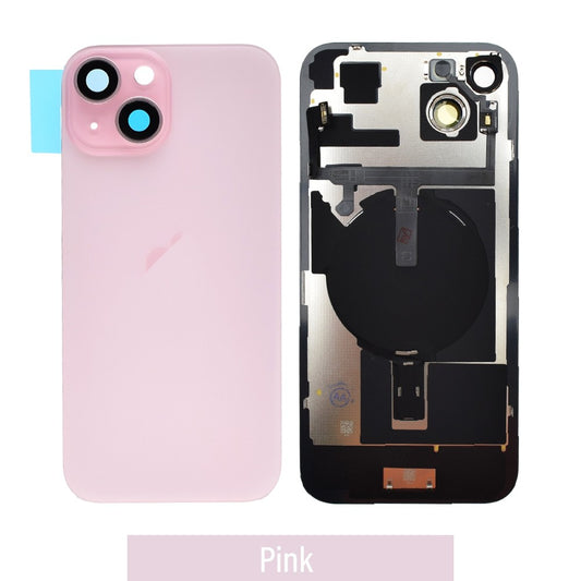 [TQ1] Rear Cover Glass with Camera Lens Glass and Wireless Flex for iPhone 15-Pink