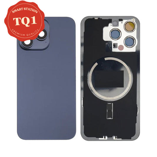 [TQ1] Premium iPhone 15 Pro Back Glass Replacement w MagSafe Magnet-Blue Titanium