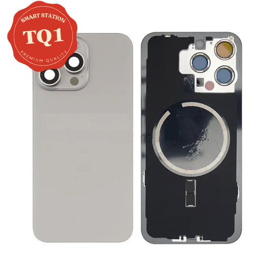 [TQ1] Premium iPhone 15 Pro Back Glass Replacement w MagSafe Magnet- Natural Titanium