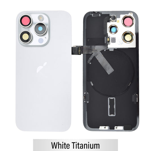 [TQ1] Rear Cover Glass with Camera Lens Glass and Wireless Flex for iPhone 15 Pro-White Titanium