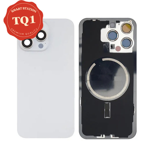 [TQ1] Premium iPhone 15 Pro Back Glass Replacement w MagSafe Magnet- White Titanium