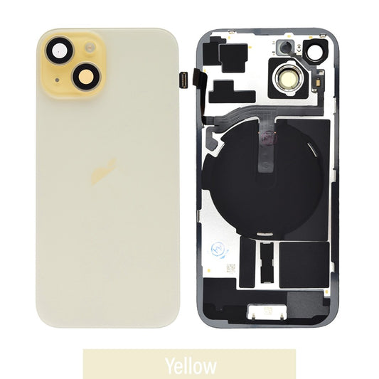 [TQ1] Rear Cover Glass with Camera Lens Glass and Wireless Flex for iPhone 15-Yellow