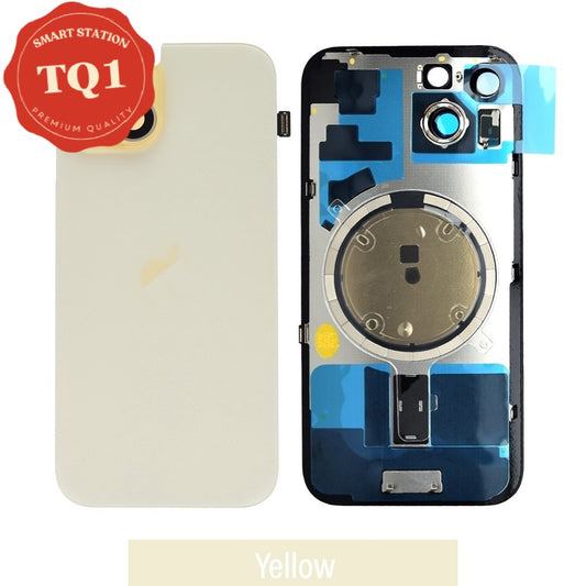 [TQ1] iPhone 15 Back Rear Cover w Rear Camera Lens& MagSafe Magnet (Glass with Metal Panel) -Yellow