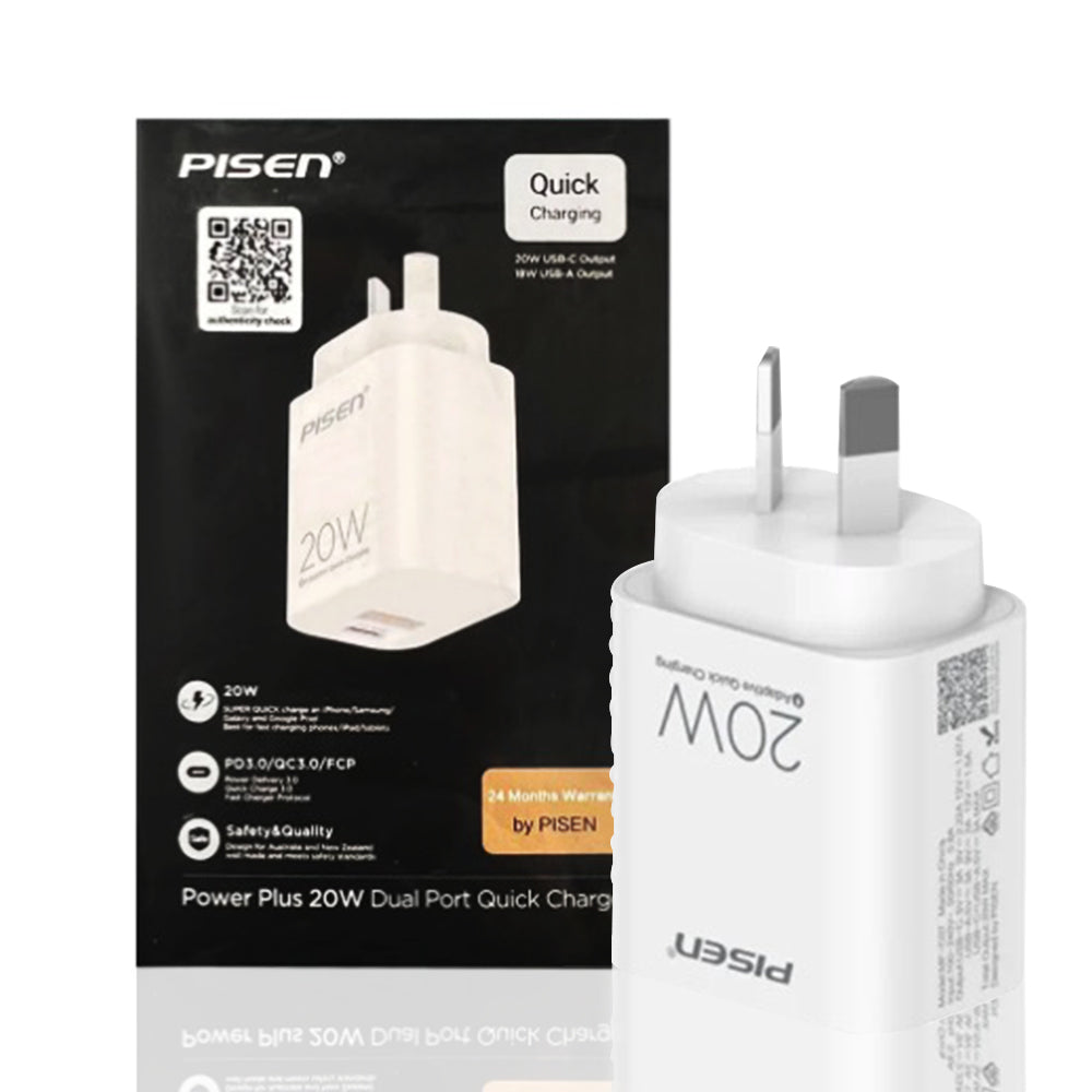 20W USB A + TYPE C Fast Wall Charger PISEN