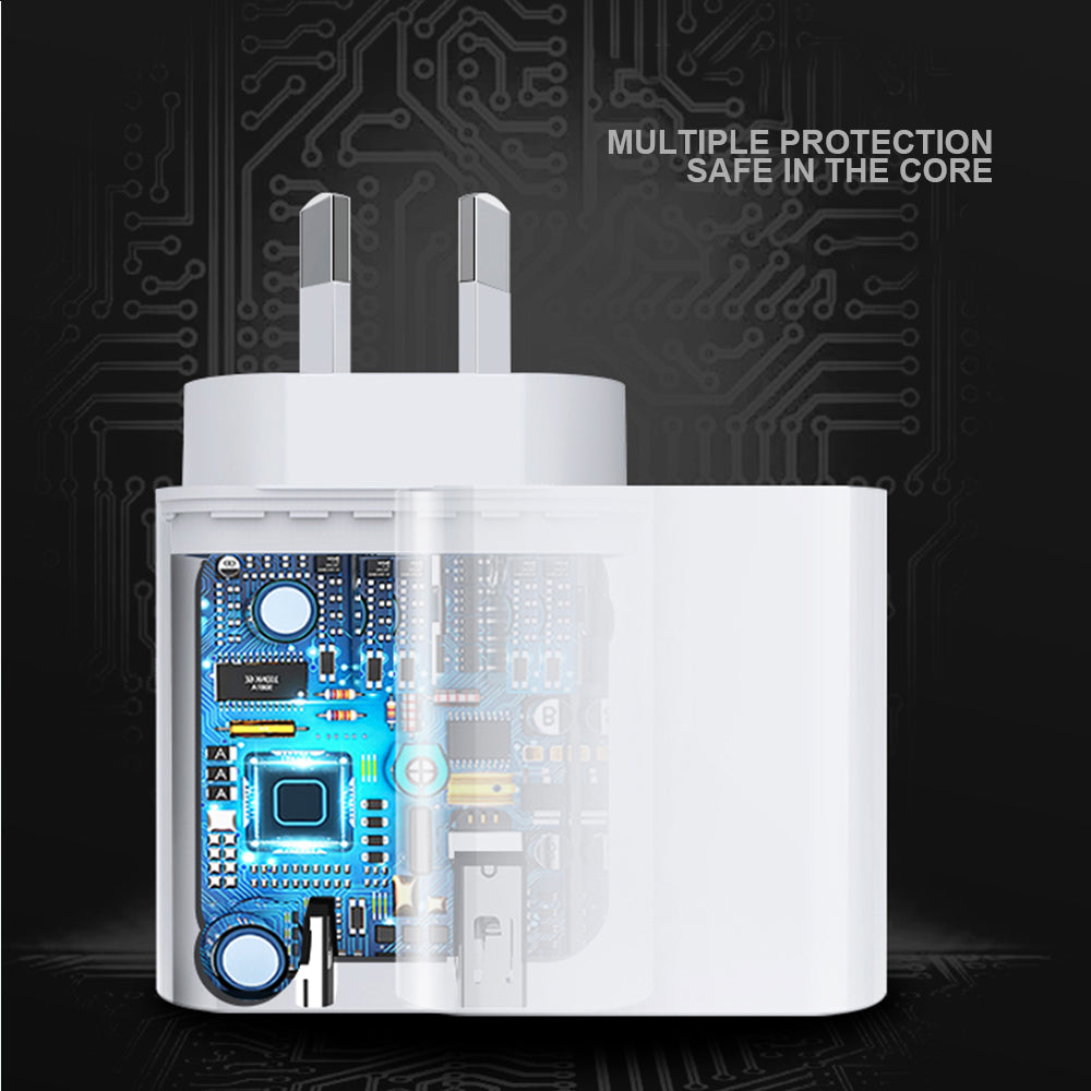 20W QC3.0 Dual Port USB-A+USB-C PD Fast Wall Charger USP