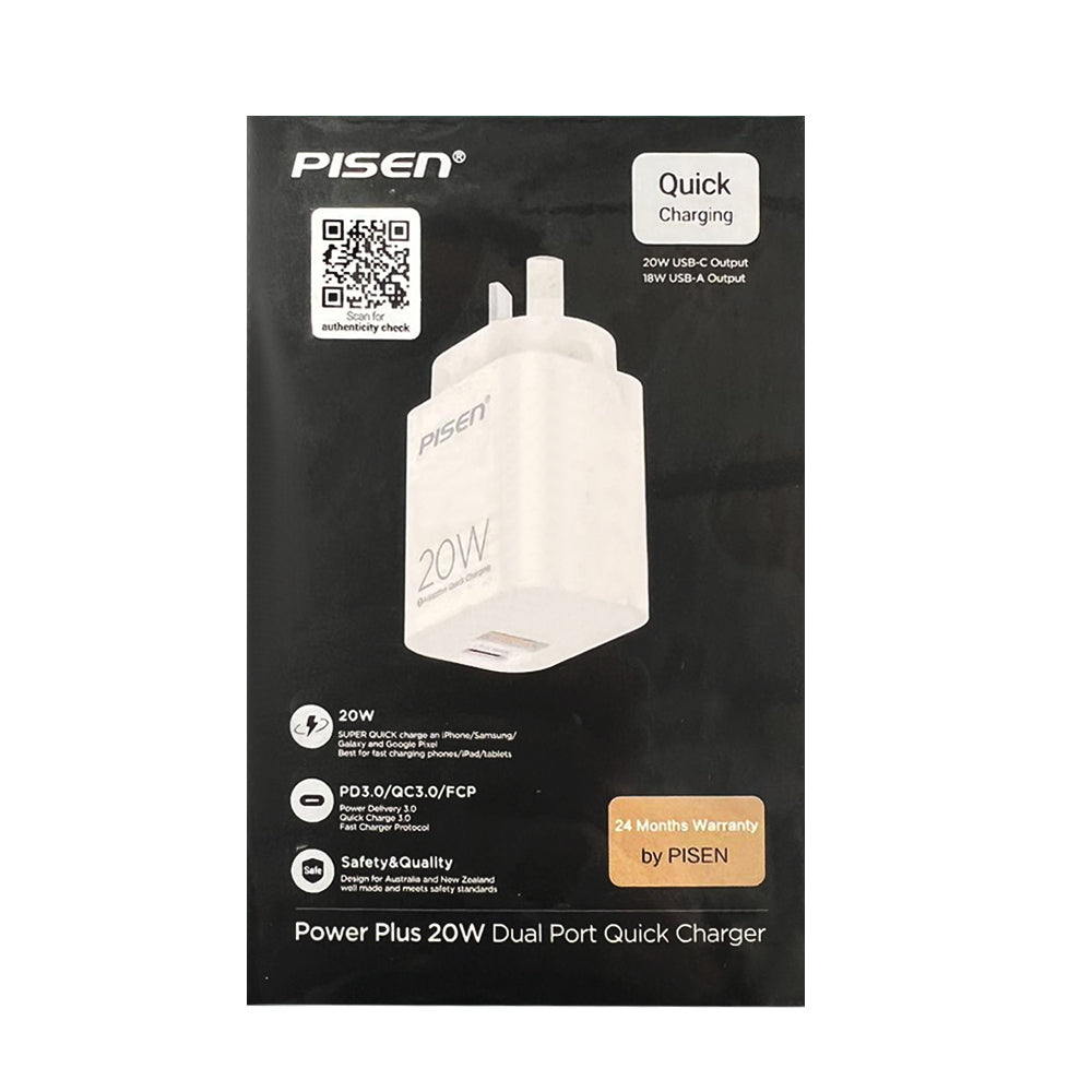 20W USB A + TYPE C Fast Wall Charger PISEN
