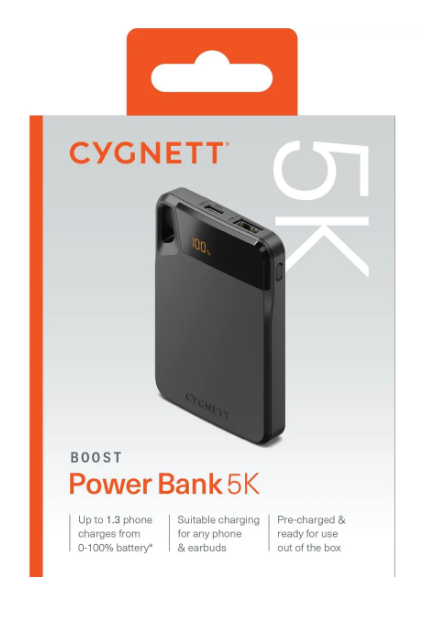 Cygnett MagSlim 5k Magnetic Wireless Power Bank - Black