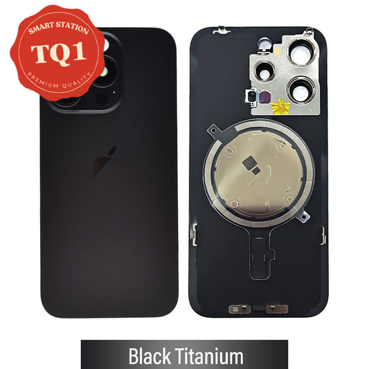 [TQ1] Premium iPhone 15 Pro Back Glass Replacement w MagSafe Magnet- Black Titanium