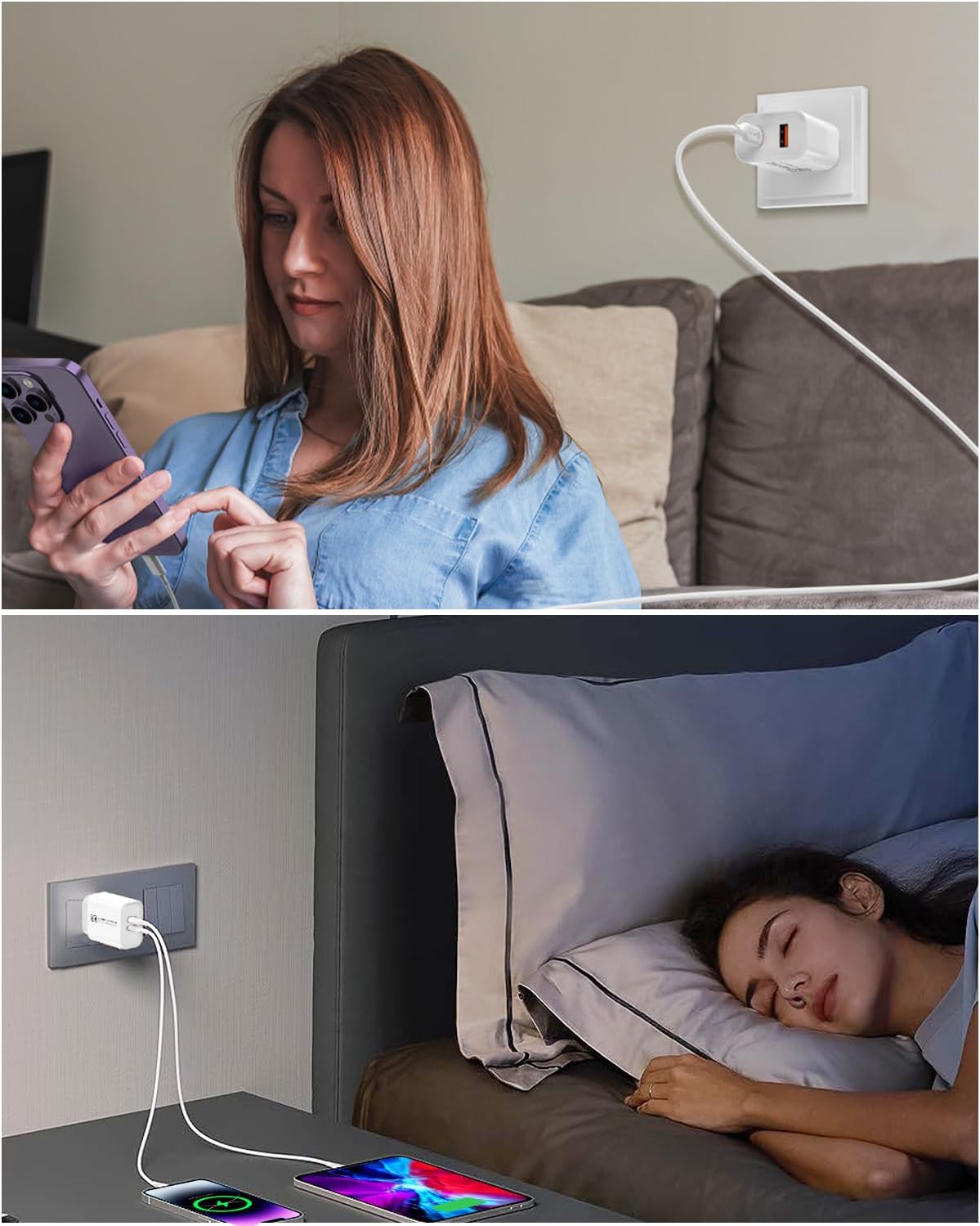 20W QC3.0 Dual Port USB-A+USB-C PD Fast Wall Charger USP