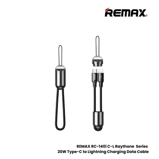 Remax [RC-140i] 30cm Portable Type C to Lightning Cable, PD 20W - Black