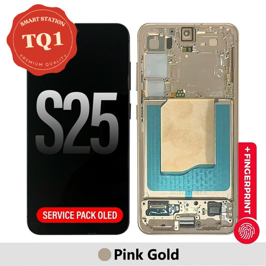 [TQ1] Samsung S25 Screen Replacement-Pink Gold (Service Pack OLED with Refurb Frame)