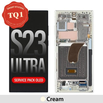 [TQ1] Samsung S23 Ultra Screen Replacement-Cream (Service Pack Screen with Refurbished Frame)