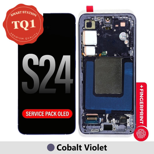 [TQ1] Samsung S24 Screen Replacement- Cobalt Violet (Service Pack Screen with Refurbished Frame)