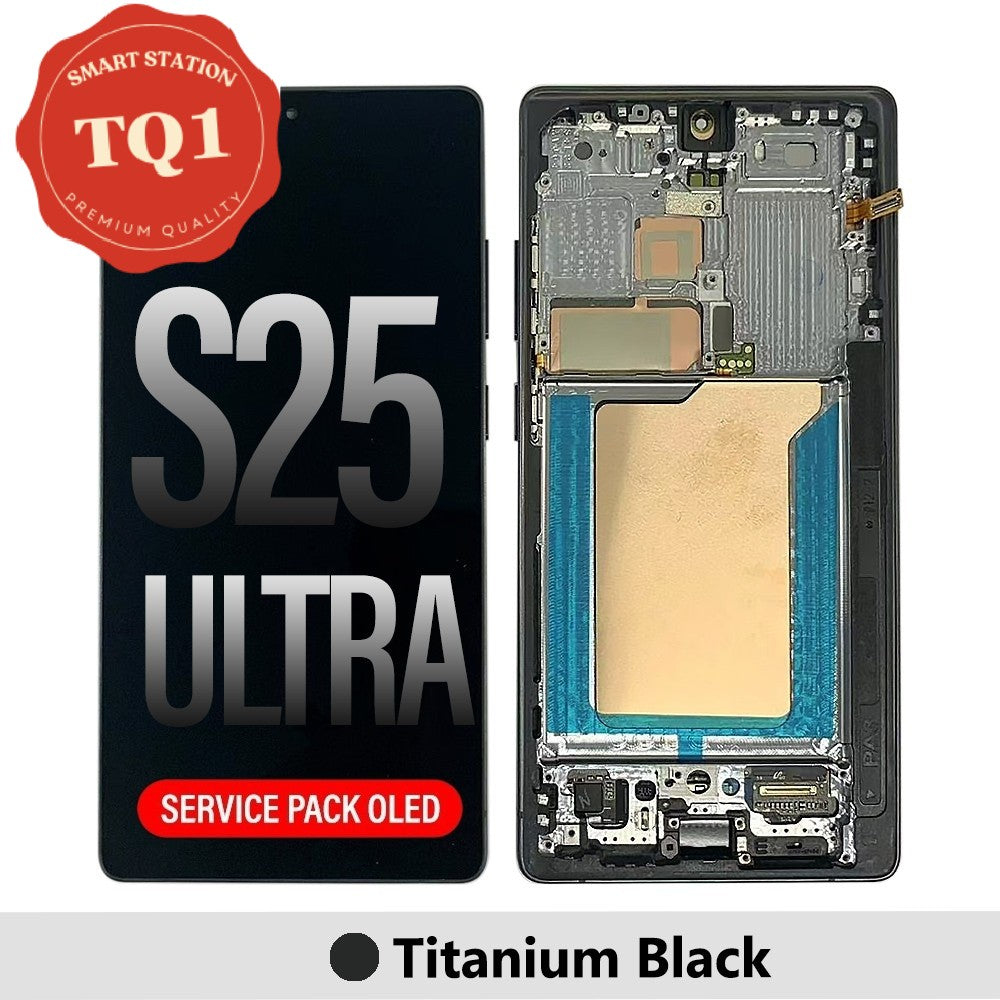 [TQ1] Samsung S25 Ultra Screen Replacement-Black Service Pack OLED with Refurb Frame