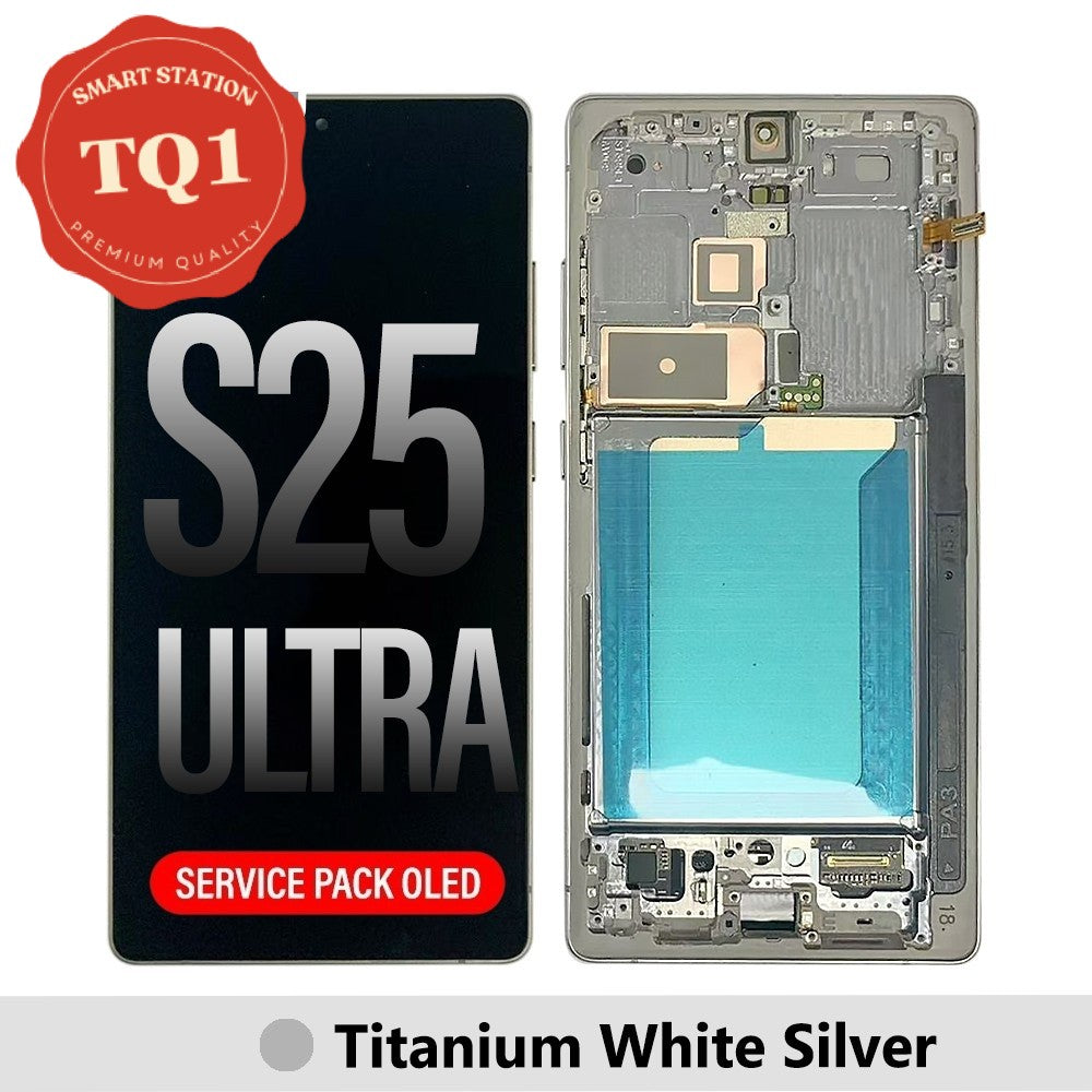 [TQ1] Samsung S25 Ultra Screen Replacement-Silver/Blue Service Pack OLED with Refurb Frame