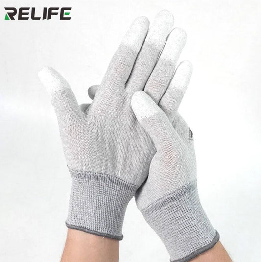 RELIFE RL-063 Anti-Static Gloves Non-slip ESD Electronic PU Insulation Coated Finger Protection For Phone Repair